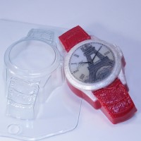 Часы кожаный браслет, пластиковая форма