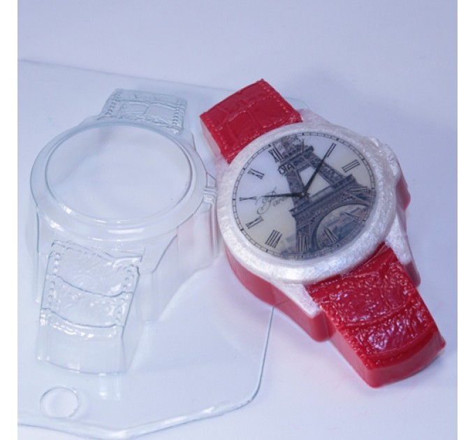 Часы кожаный браслет, пластиковая форма