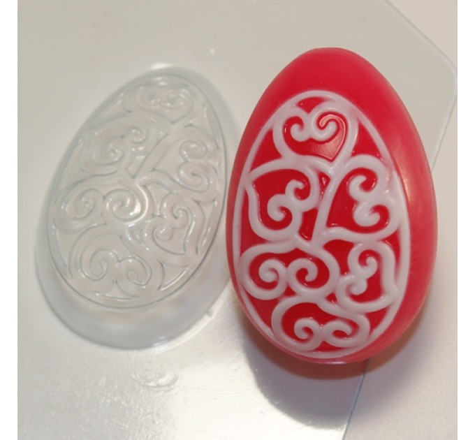 Яйцо/орнамент сердечки завитушки, пластиковая форма