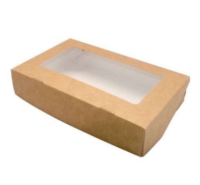 Коробка крафт с окном, 20х12х4 см