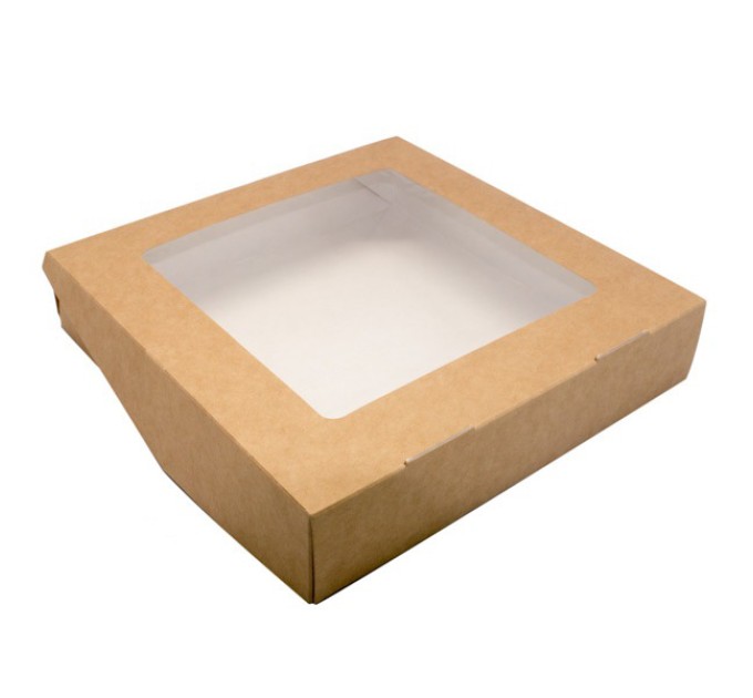 Коробка крафт с окном, 20х20х4 см